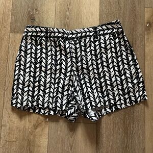LOFT High Waist Black and White Chevron Shorts